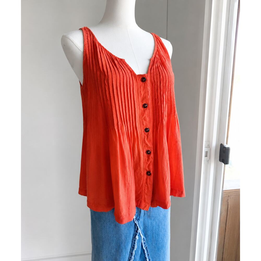 Mauve Womens Tank Top Orange Size 4 Boho Summer Bright Flowy Boho Vibes